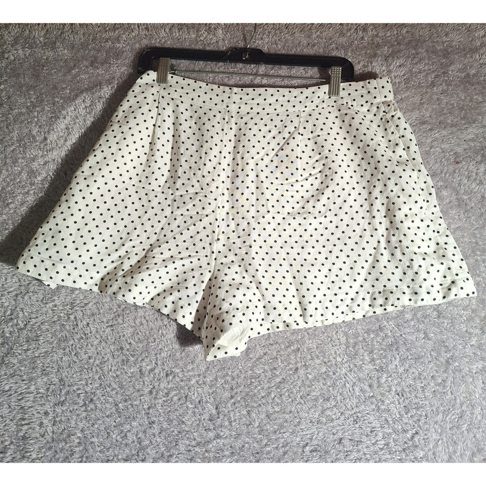Kate Spade NY Target Shorts XL White Black Polka Dot Linen Rayon High F16983796